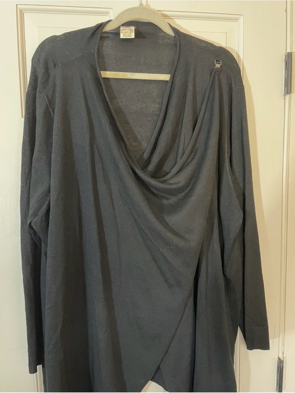 Faded Glory Dark Gray Draped Cowl Cardigan
